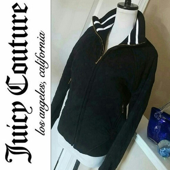 JUICY COUTURE BOMBER JACKET BLACK MEDIUM WOMENS M - Picture 1 of 8